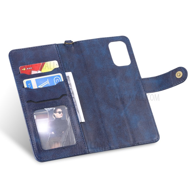 Shockproof Detachable 2-in-1 Retro Leather Wallet Phone Case for Samsung Galaxy S20 Plus - Dark Blue-2