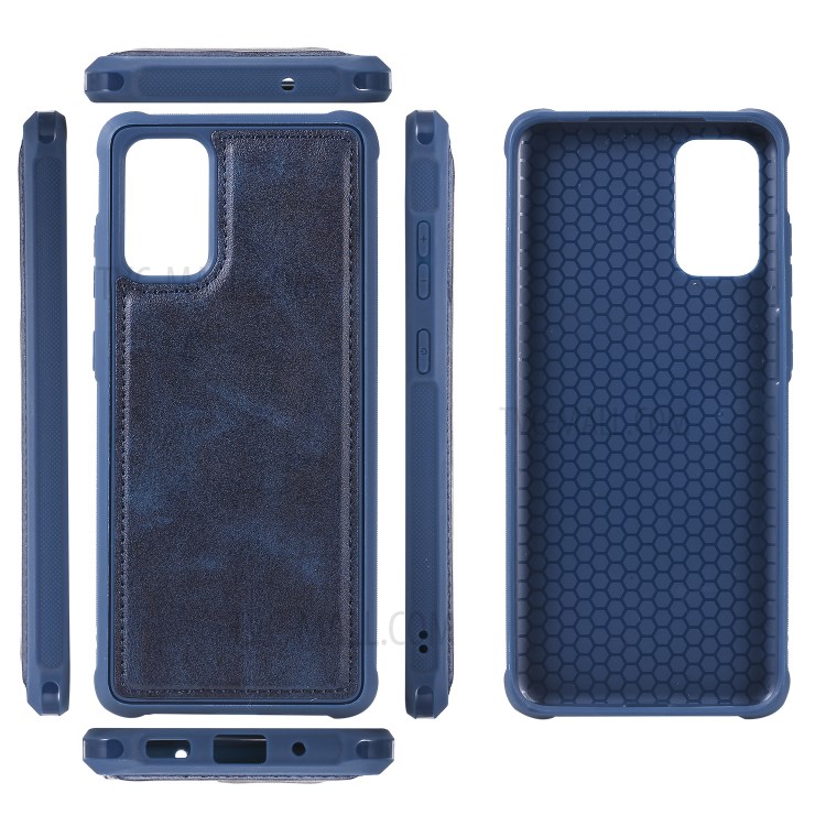 Shockproof Detachable 2-in-1 Retro Leather Wallet Phone Case for Samsung Galaxy S20 Plus - Dark Blue-22