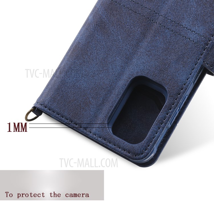 Shockproof Detachable 2-in-1 Retro Leather Wallet Phone Case for Samsung Galaxy S20 Plus - Dark Blue-25