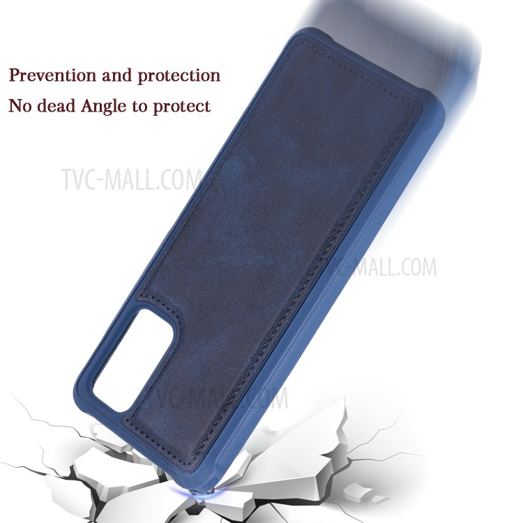 Shockproof Detachable 2-in-1 Retro Leather Wallet Phone Case for Samsung Galaxy S20 Plus - Dark Blue-26