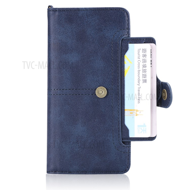 Shockproof Detachable 2-in-1 Retro Leather Wallet Phone Case for Samsung Galaxy S20 Plus - Dark Blue-6