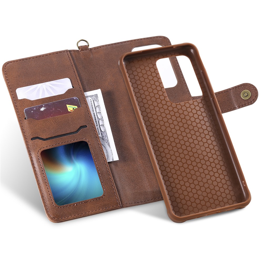 Multi-function Detachable 2-in-1 Leather Wallet Phone Cover for Samsung Galaxy S20 Ultra - Dark Brown-13