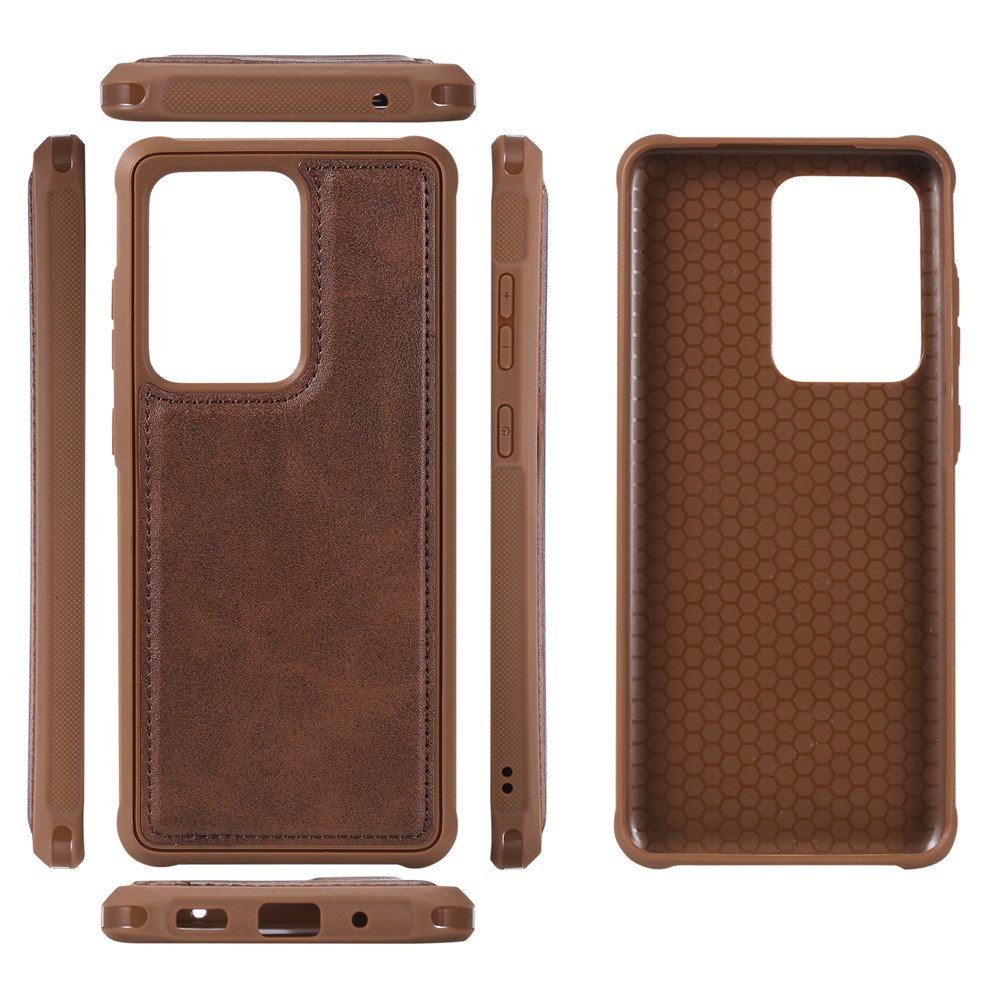 Multi-function Detachable 2-in-1 Leather Wallet Phone Cover for Samsung Galaxy S20 Ultra - Dark Brown-16