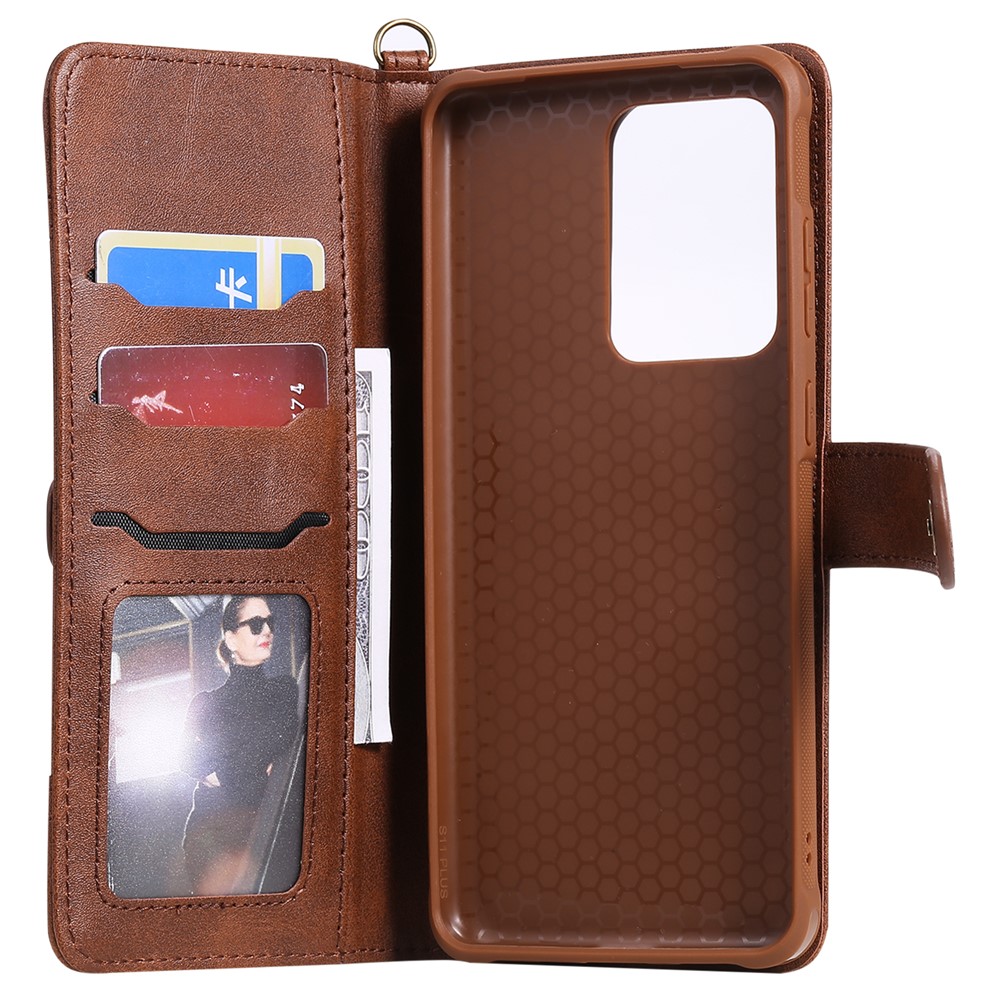 Multi-function Detachable 2-in-1 Leather Wallet Phone Cover for Samsung Galaxy S20 Ultra - Dark Brown-19