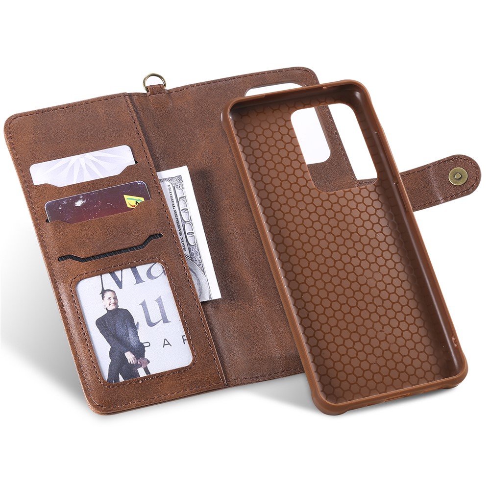 Multi-function Detachable 2-in-1 Leather Wallet Phone Cover for Samsung Galaxy S20 Ultra - Dark Brown-25