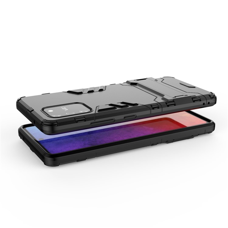 Cool Guard PC + TPU Hybrid Phone Shell Con Cavalletto Per Samsung Galaxy A91/S10 Lite - Nero