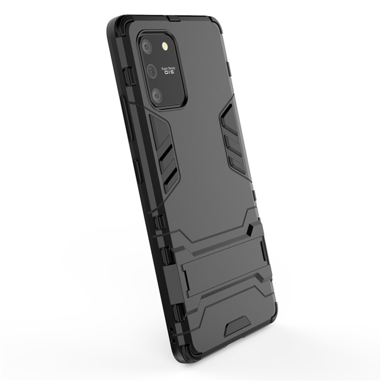 Cool Guard PC + TPU Hybrid Phone Shell with Kickstand for Samsung Galaxy A91/S10 Lite - Black-6