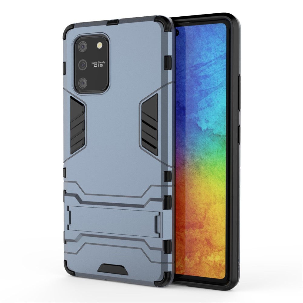 Cool Guard PC + TPU Hybrid Phone Shell with Kickstand for Samsung Galaxy A91/S10 Lite - Blue-2