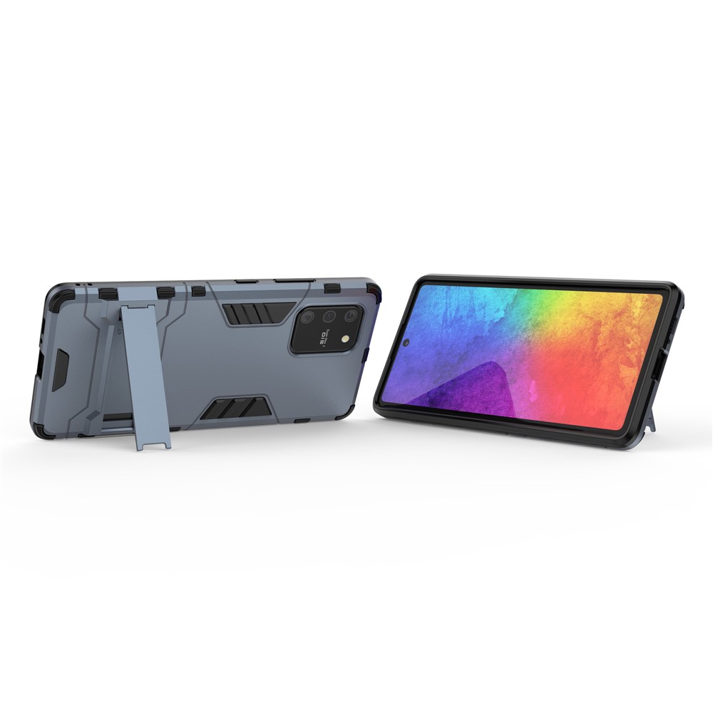 Cool Guard PC + TPU Hybrid Phone Shell with Kickstand for Samsung Galaxy A91/S10 Lite - Blue-3