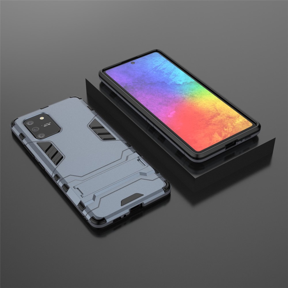 Cool Guard PC + TPU Hybrid Phone Shell with Kickstand for Samsung Galaxy A91/S10 Lite - Blue-4