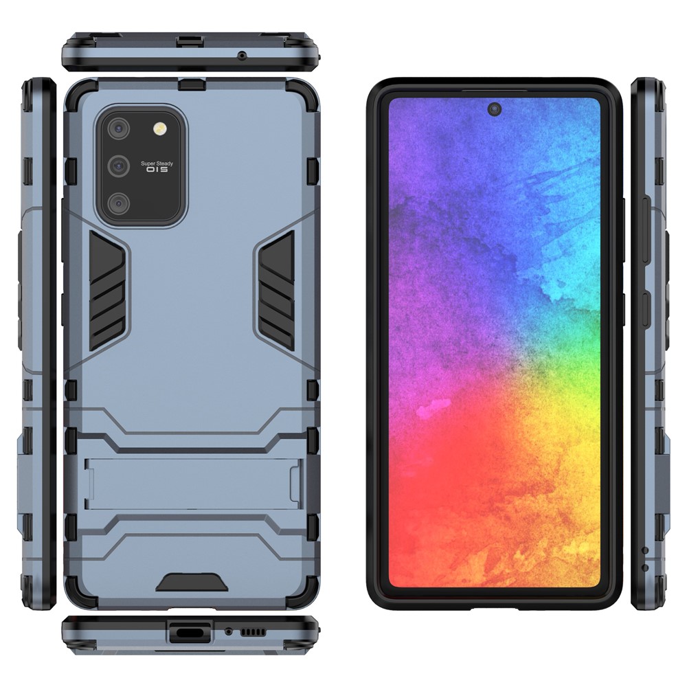 Cool Guard PC + TPU Hybrid Phone Shell with Kickstand for Samsung Galaxy A91/S10 Lite - Blue-5