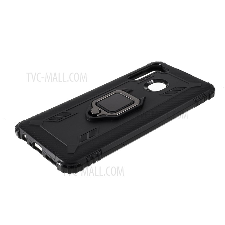 Finger Ring Kickstand Drop-proof Unique TPU Case for Samsung Galaxy A21 - Black-3