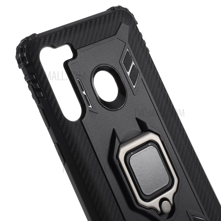 Finger Ring Kickstand Drop-proof Unique TPU Case for Samsung Galaxy A21 - Black-5