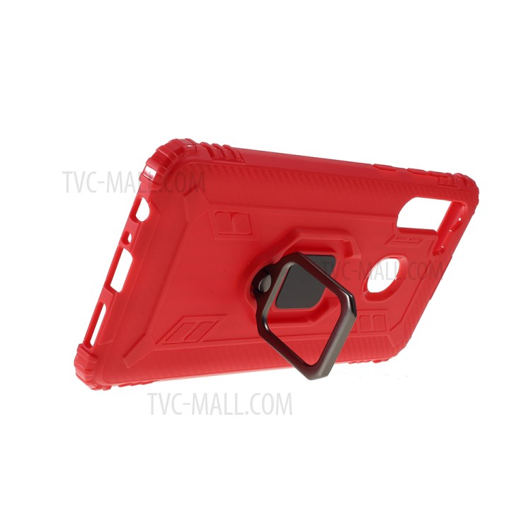 Finger Ring Kickstand Drop-proof Unique TPU Case for Samsung Galaxy A21 - Red-5
