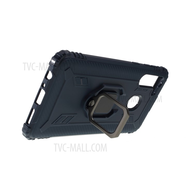 Finger Ring Kickstand Drop-proof Unique TPU Case for Samsung Galaxy A21 - Blue-5