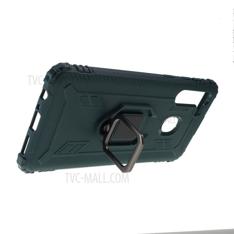 Finger Ring Kickstand Drop-proof Unique TPU Case for Samsung Galaxy A21 - Green-5