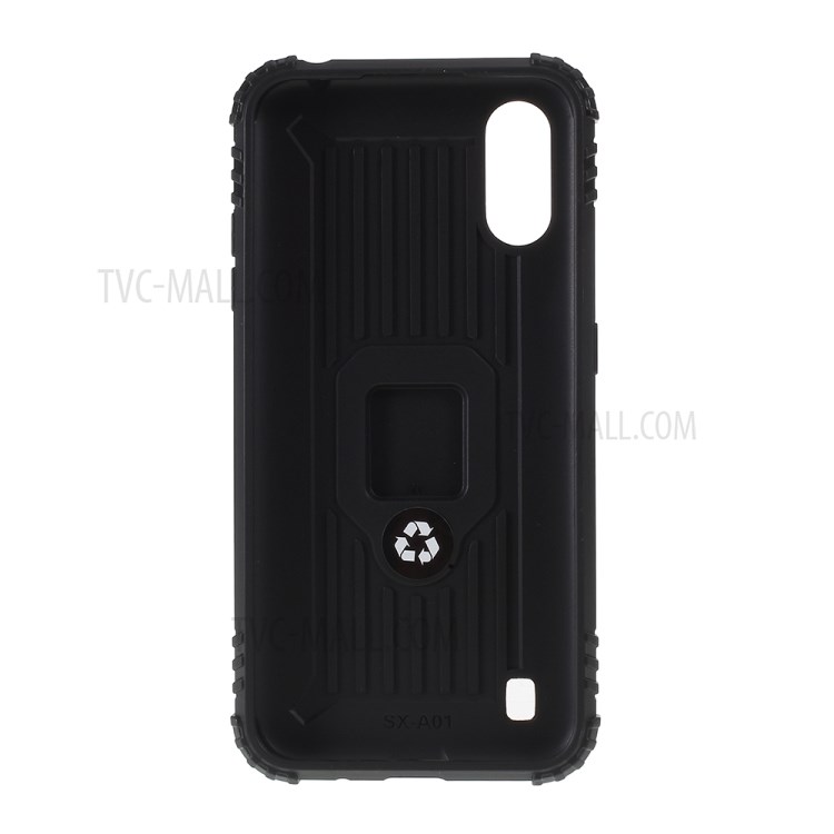 Finger Ring Kickstand Drop-proof Stylish TPU Casing for Samsung Galaxy A01 - Black-2