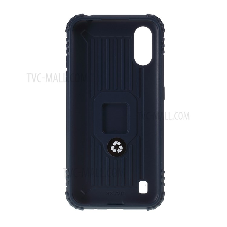 Finger Ring Kickstand Drop-proof Stylish TPU Casing for Samsung Galaxy A01 - Blue-3