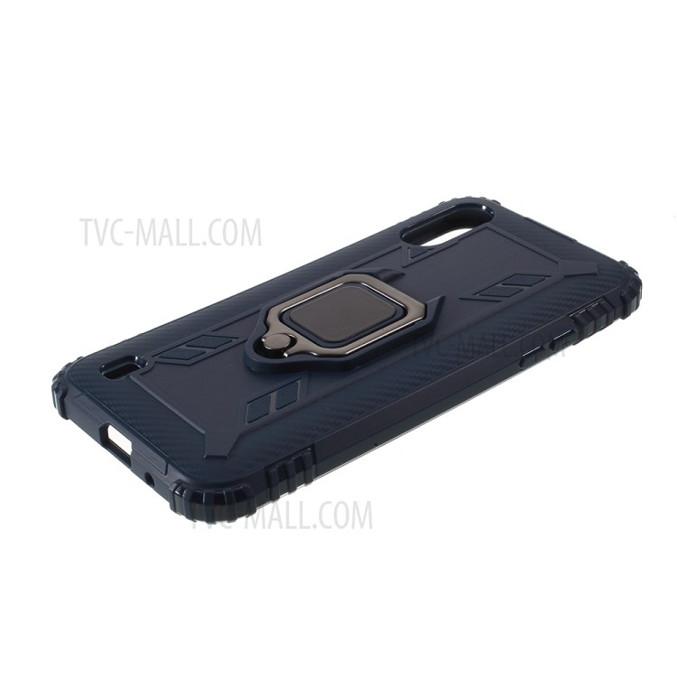 Finger Ring Kickstand Drop-proof Stylish TPU Casing for Samsung Galaxy A01 - Blue-4