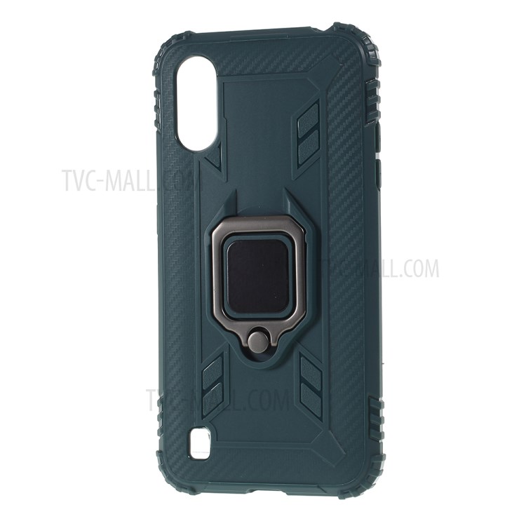 Finger Ring Kickstand Drop-proof Stylish TPU Casing for Samsung Galaxy A01 - Green-2