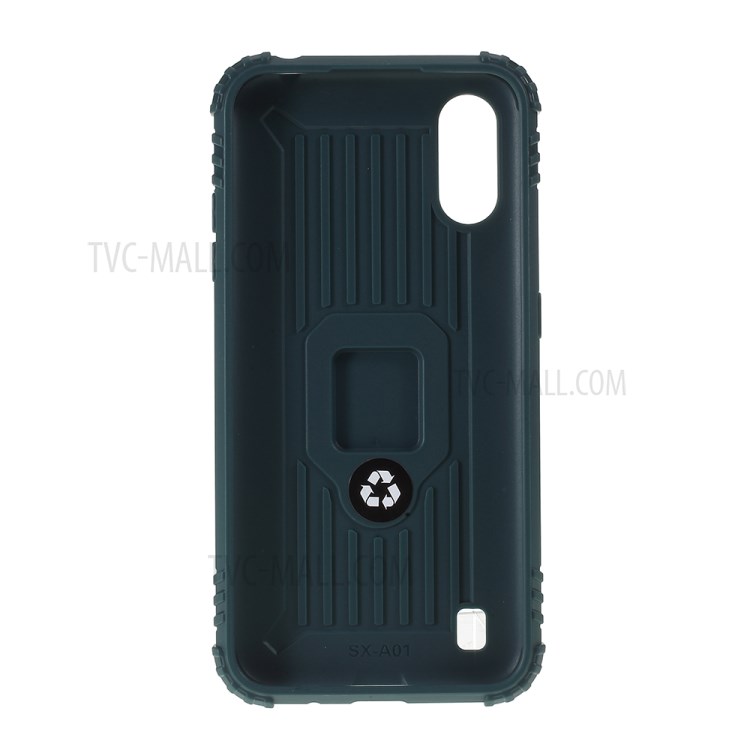 Finger Ring Kickstand Drop-proof Stylish TPU Casing for Samsung Galaxy A01 - Green-3