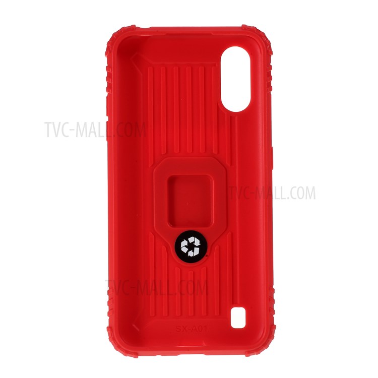 Finger Ring Kickstand Drop-proof Stylish TPU Casing for Samsung Galaxy A01 - Red-3