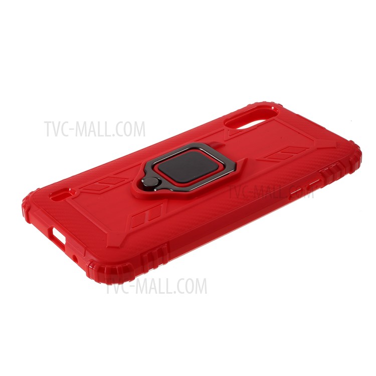 Finger Ring Kickstand Drop-proof Stylish TPU Casing for Samsung Galaxy A01 - Red-4