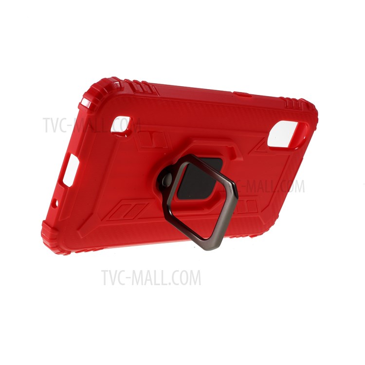Finger Ring Kickstand Drop-proof Stylish TPU Casing for Samsung Galaxy A01 - Red-6