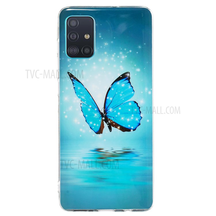 Caso TPU IMD Noctilucent Per Samsung Galaxy A71 - Farfalla Blu-2