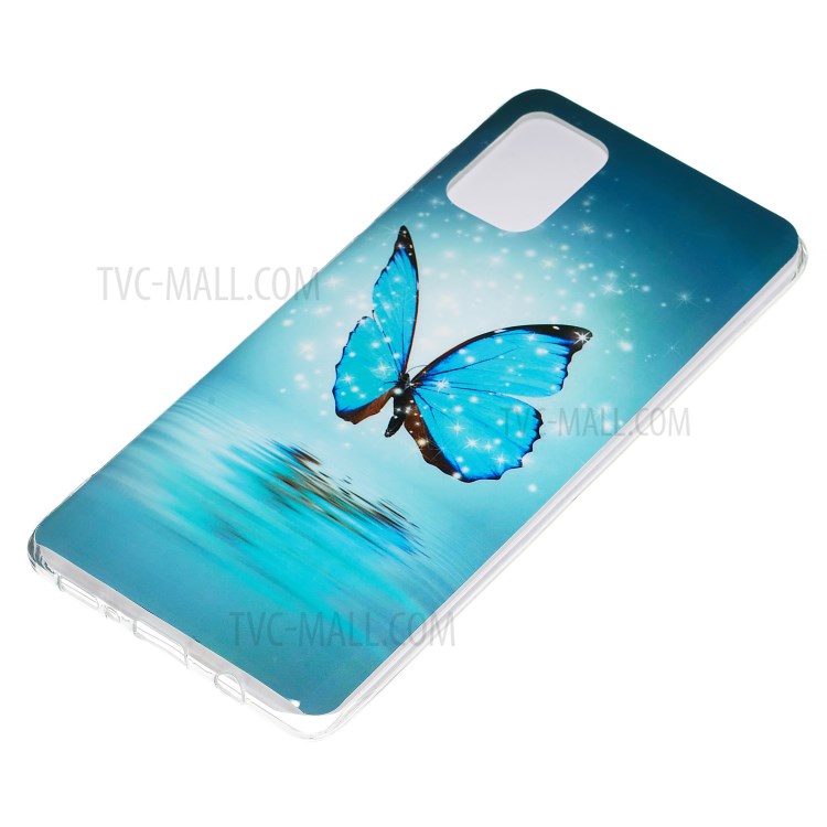 Caso TPU IMD Noctilucent Per Samsung Galaxy A71 - Farfalla Blu-3