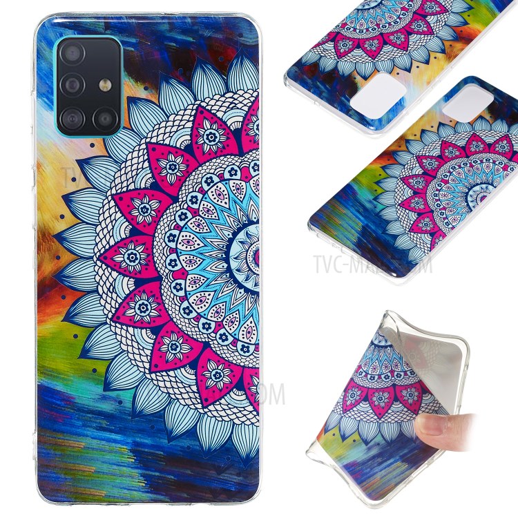 Noctilucent IMD TPU Case for Samsung Galaxy A71 - Flower Pattern-1