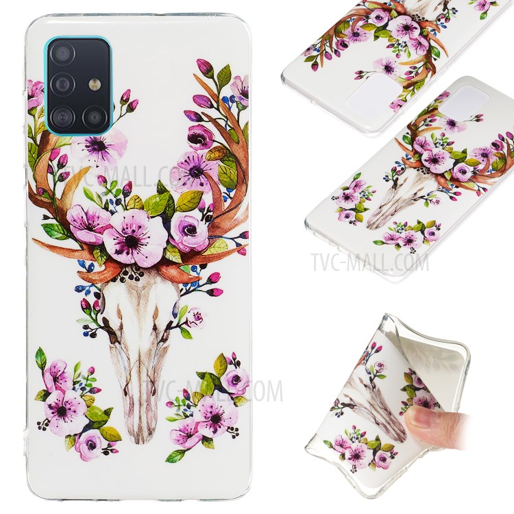 Noctilucent IMD TPU Case for Samsung Galaxy A71 - Flowered Elk-1