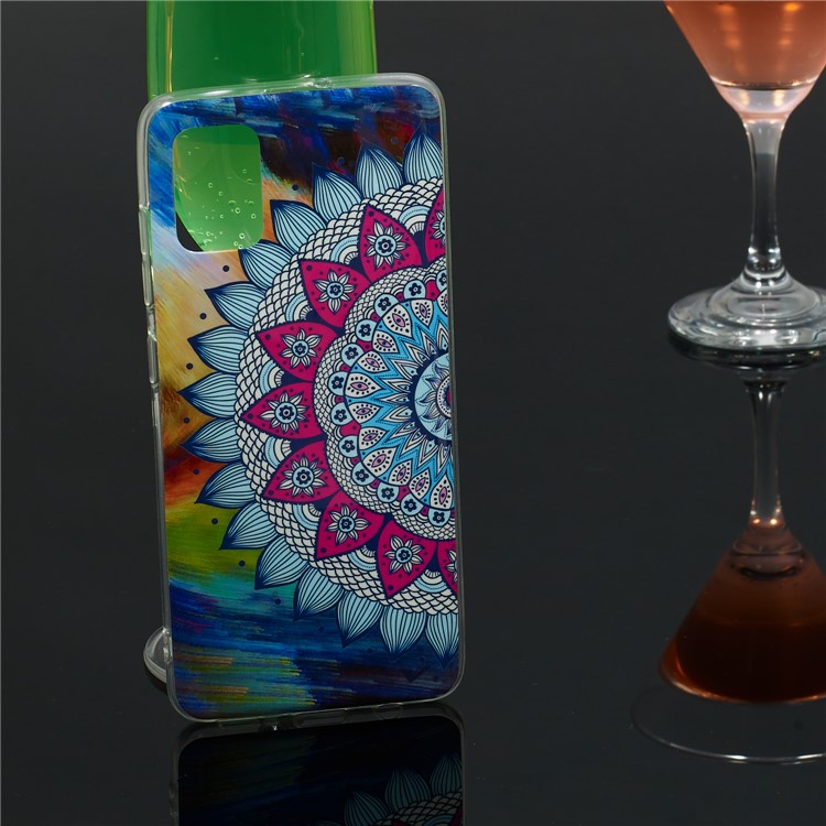 Noctilucent IMD TPU Shell for Samsung Galaxy A51 - Flower Pattern-5