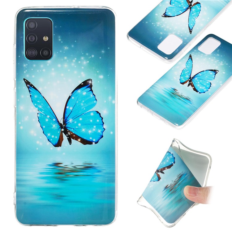 Noctilucent IMD TPU Shell for Samsung Galaxy A51 - Blue Butterfly-1