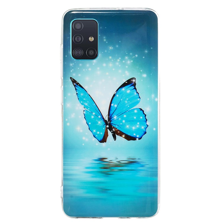 Noctilucent IMD TPU Shell for Samsung Galaxy A51 - Blue Butterfly-2