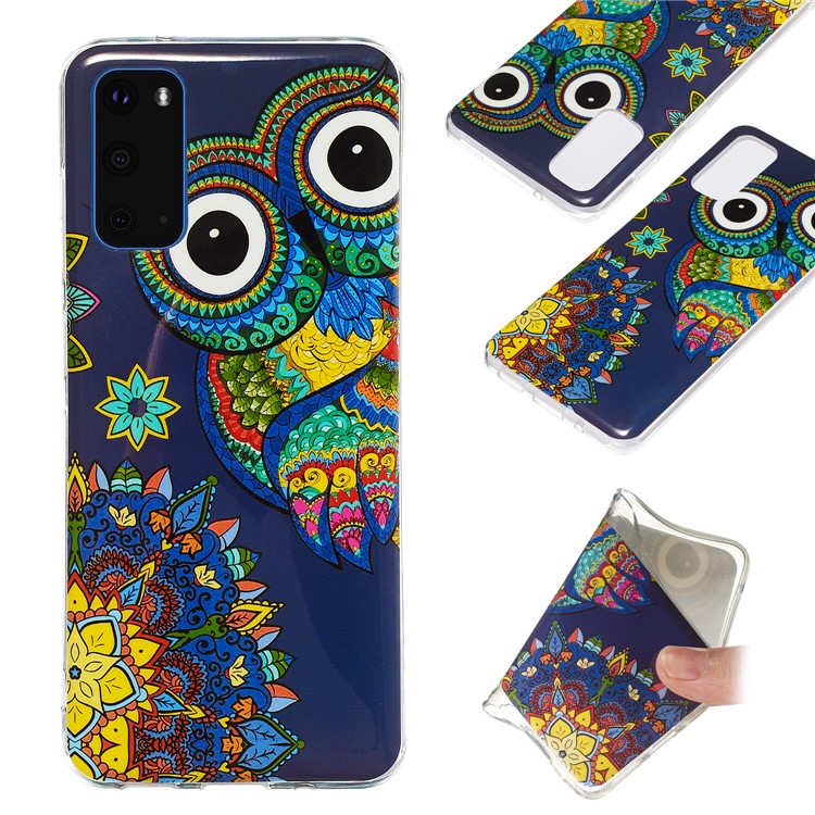 Caso De Telefone Noctilucentes IMD TPU Para Samsung Galaxy S20 - Teste Padrão Da Coruja-1