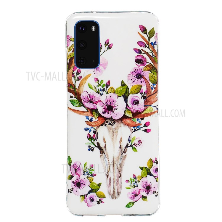 Noctilucent IMD TPU Phone Case for Samsung Galaxy S20 - Flowered Elk-2