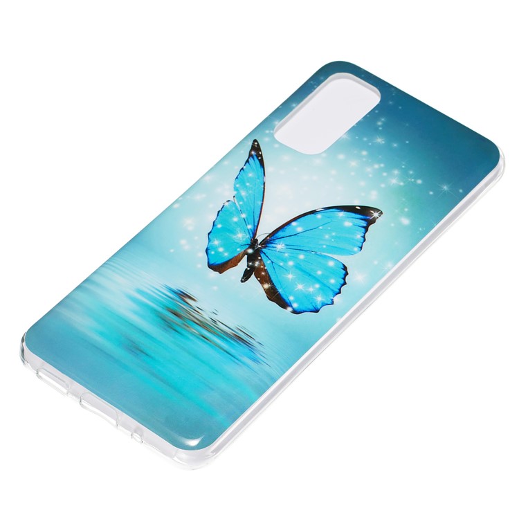 Noctilucent IMD Cas TPU Téléphone Pour Samsung Galaxy S20 - Papillon Bleu-3