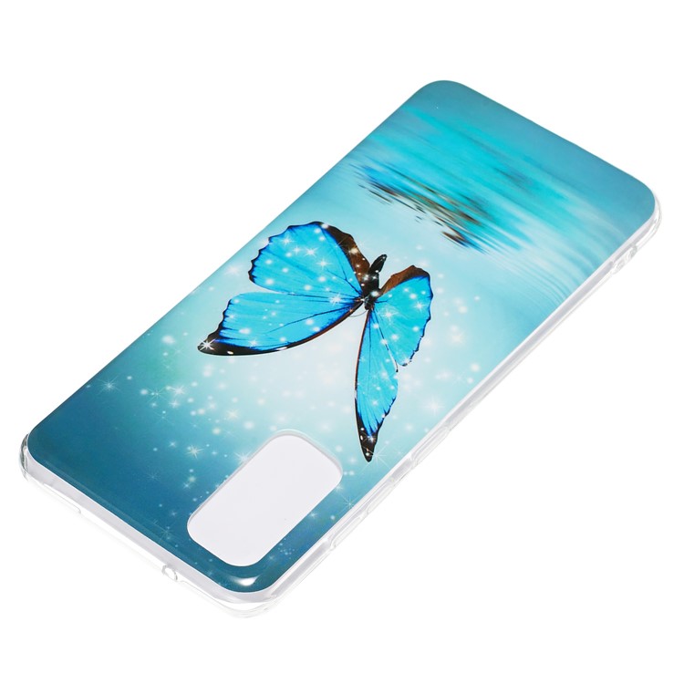 Noctilucent IMD Cas TPU Téléphone Pour Samsung Galaxy S20 - Papillon Bleu-4