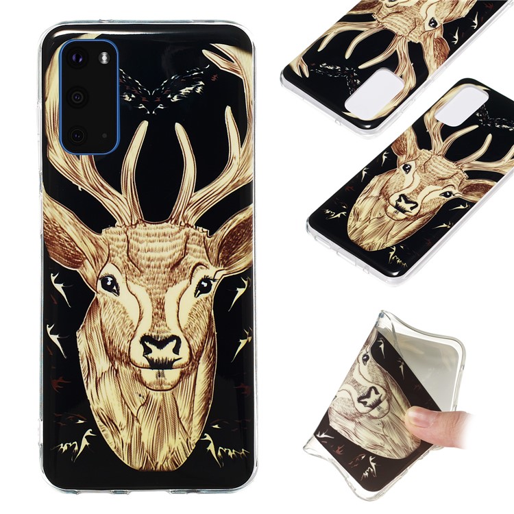 Noctilucent IMD TPU Phone Case for Samsung Galaxy S20 - Elk Pattern-1