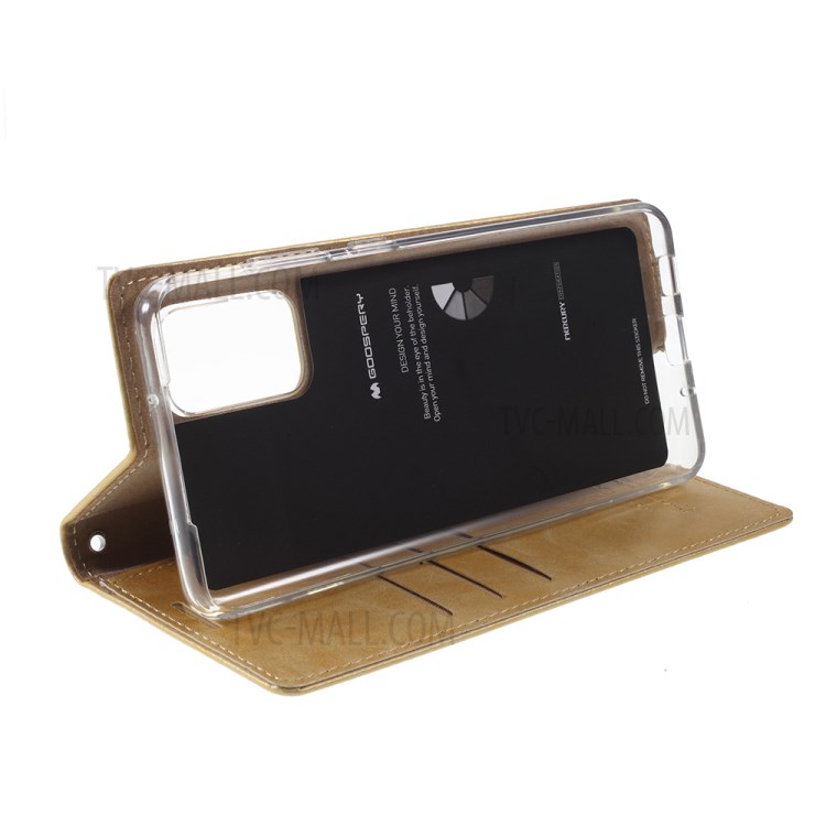 MERCURY GOOSPERY Blue Moon Stand Leather Mobile Phone Cover for Samsung Galaxy S20 Plus - Gold-6