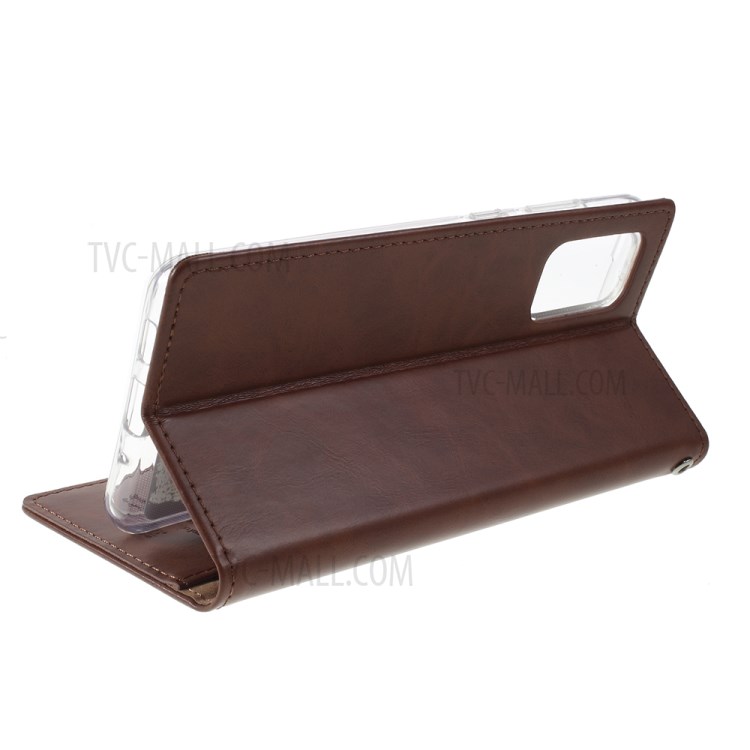 MERCURY GOOSPERY Blue Moon Stand Leather Mobile Phone Cover for Samsung Galaxy S20 Plus - Brown-5