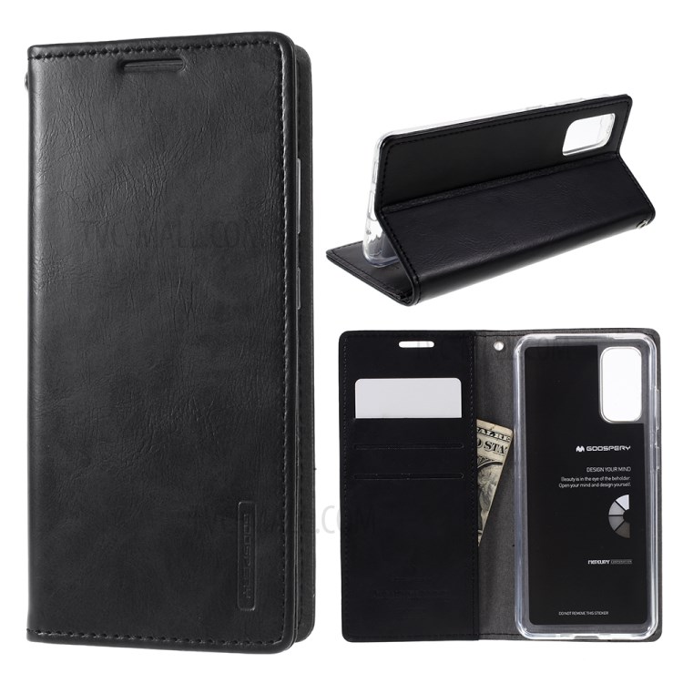 MERCURY GOOSPERY Blue Moon Stand Leather Material Mobile Phone Cover for Samsung Galaxy S20 - Black-1