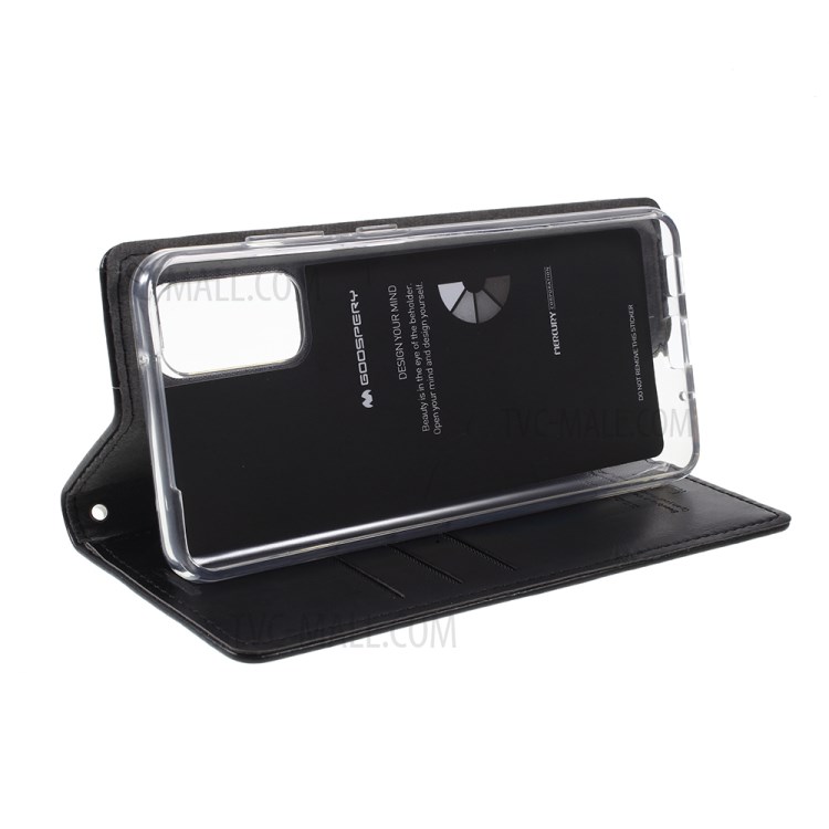 MERCURY GOOSPERY Blue Moon Stand Leather Material Mobile Phone Cover for Samsung Galaxy S20 - Black-6