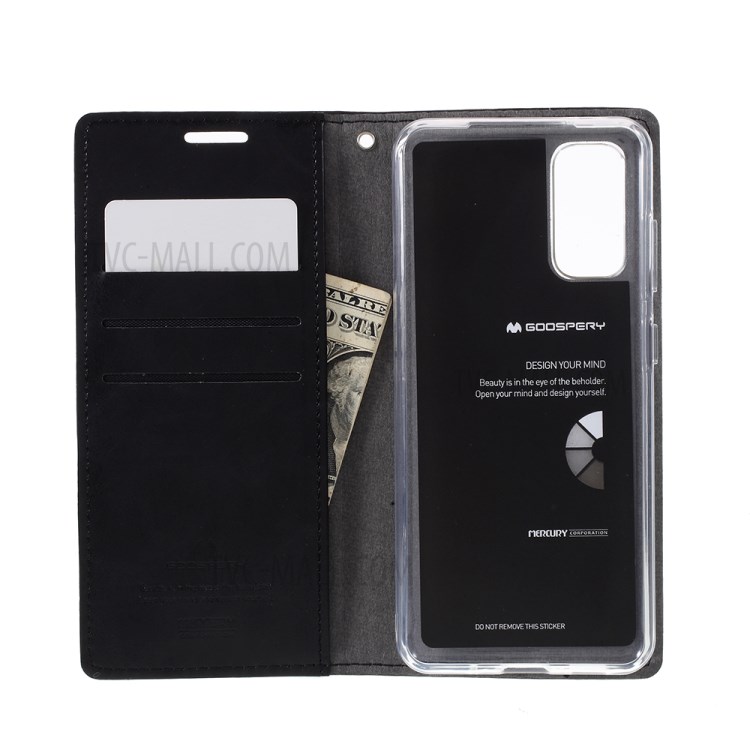 MERCURY GOOSPERY Blue Moon Stand Leather Material Mobile Phone Cover for Samsung Galaxy S20 - Black-8