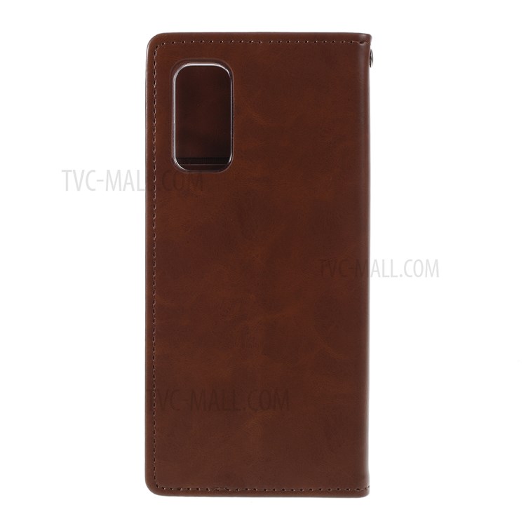 MERCURY GOOSPERY Blue Moon Stand Leather Material Mobile Phone Cover for Samsung Galaxy S20 - Brown-3