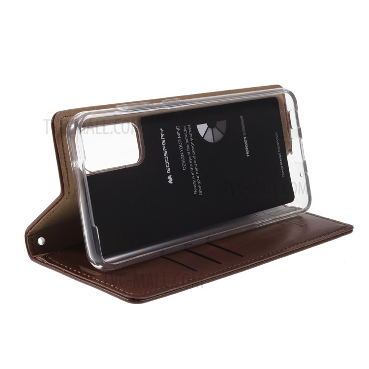 MERCURY GOOSPERY Blue Moon Stand Leather Material Mobile Phone Cover for Samsung Galaxy S20 - Brown-5