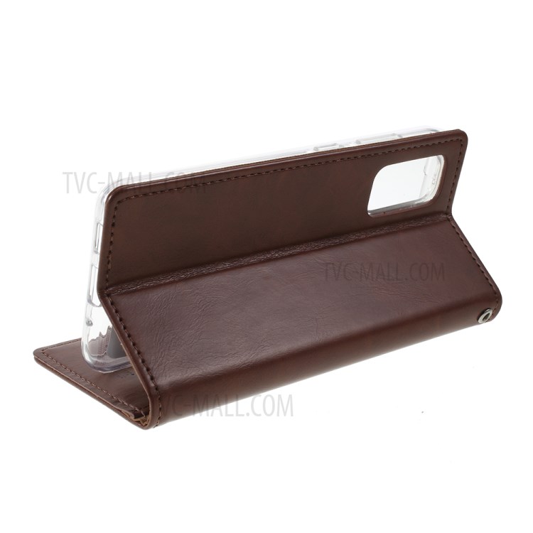 MERCURY GOOSPERY Blue Moon Stand Leather Material Mobile Phone Cover for Samsung Galaxy S20 - Brown-6