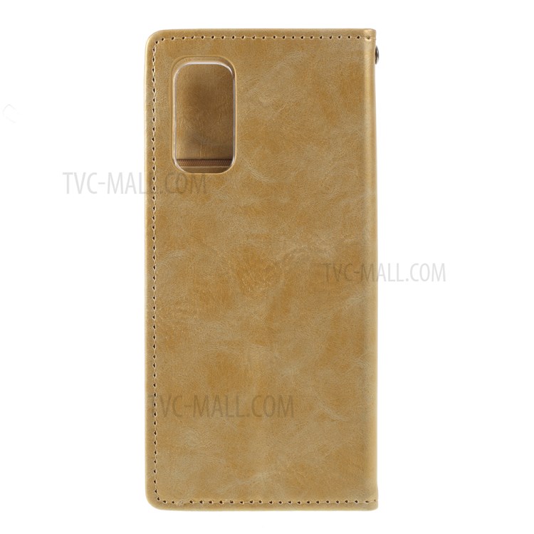 MERCURY GOOSPERY Blue Moon Stand Leather Material Mobile Phone Cover for Samsung Galaxy S20 - Gold-3