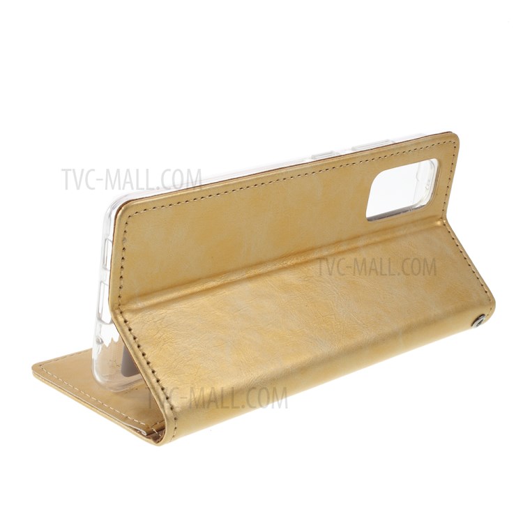 MERCURY GOOSPERY Blue Moon Stand Leather Material Mobile Phone Cover for Samsung Galaxy S20 - Gold-5